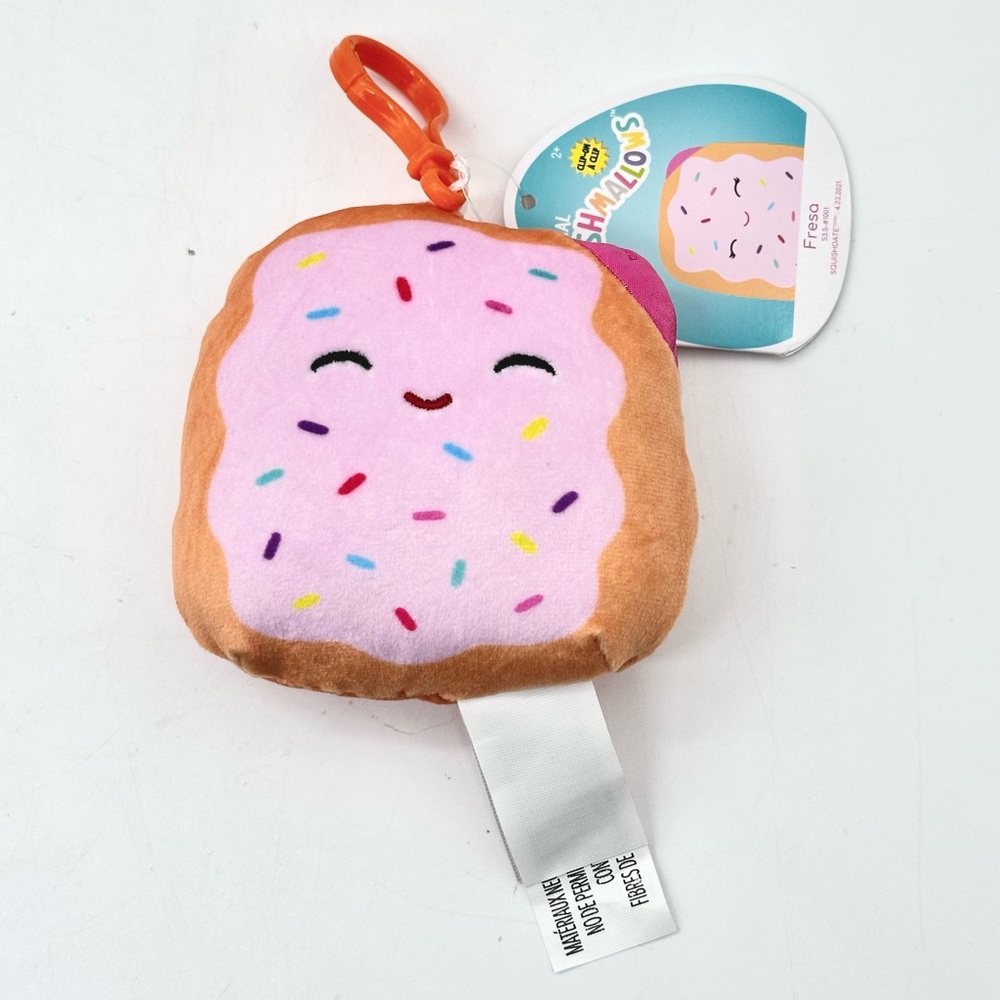 Squishmallows Clip-On Fresa the Pink Pop-tart Pastry Keychain Plush - 3.5”